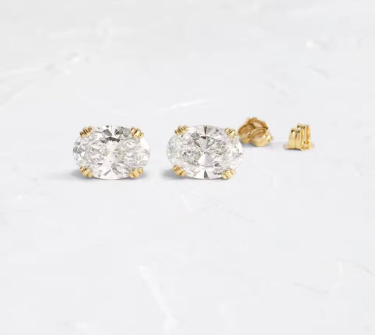 925 Sterling Silver Oval Cut Studs